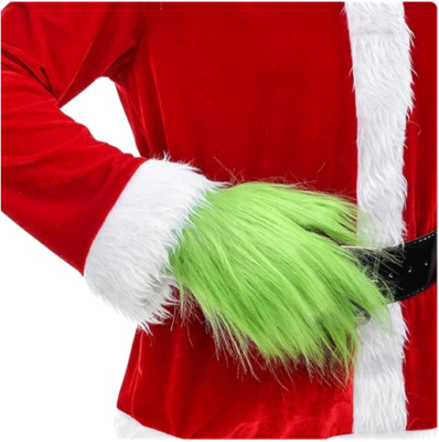 Senua The Grinch Mask Costume With Furry Fur For Christmas Cosplay Party - Latex Props Green Monster Mask, Garden Yard Party Cute Props - View #11