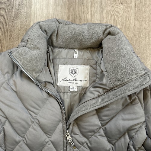 Eddie Bauer Damen Gr. Small Puffer Jacke EB650 Daunen grau Steppmantel LESEN - Bild 2 von 13