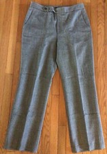 CHAPS Black White Herringbone 100% Wool Straight Leg Dress Pants Lined Size 12