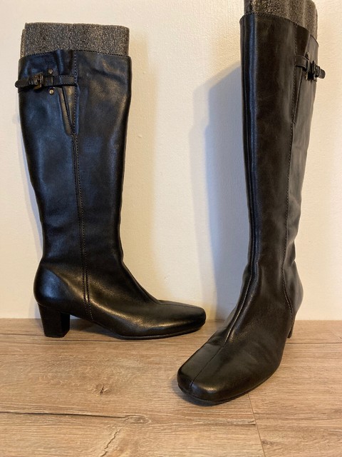 ecco black knee high boots