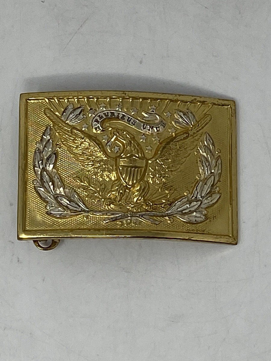 Antique United States US‎ 24K Gold Plated Army Belt Buckle Eagle Brass Vintage 1983 American Eagle Diamond 24K Gold Belt Buckle  main image 3