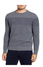 BARBOUR L XL Ridge Wool Fair Isle Grey Sweater Nordstrom Crew Neck Nordic Skiing