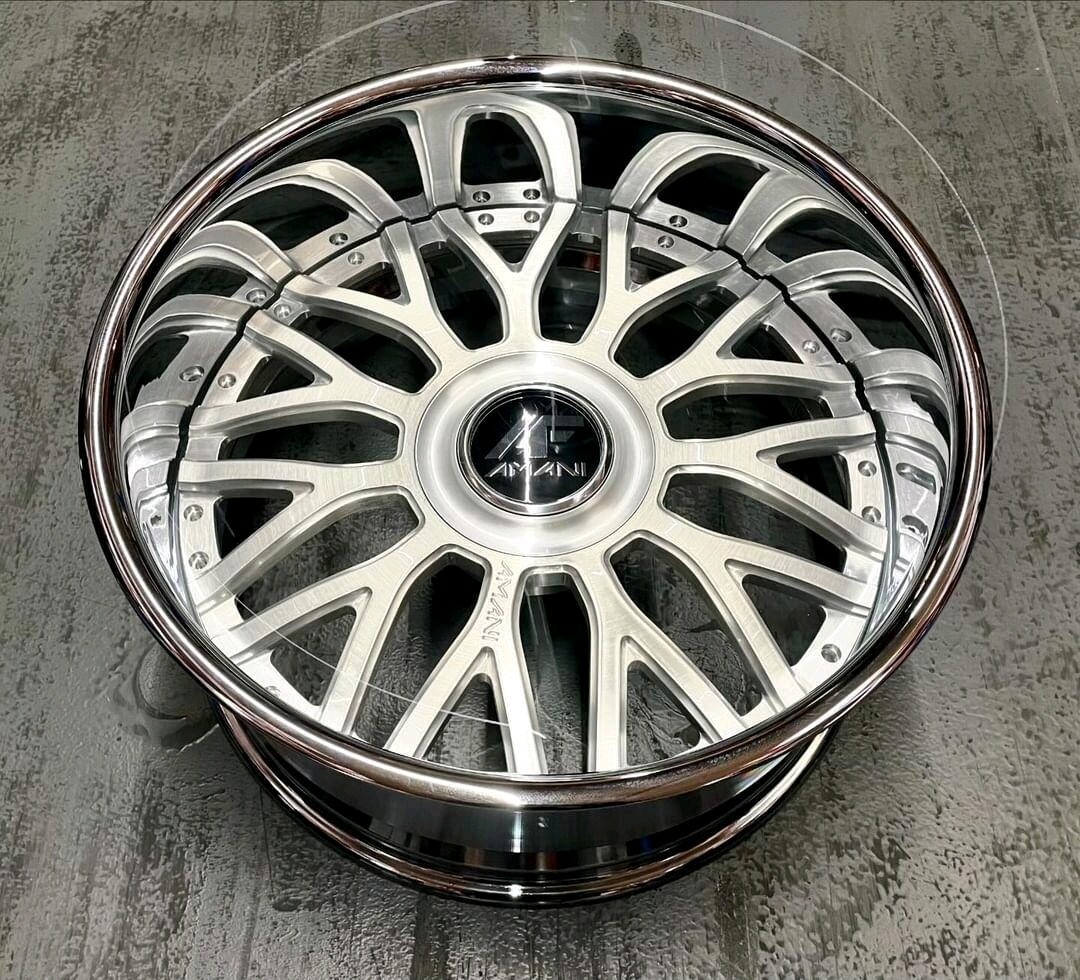 22" AMANI FORGED STAGGERED WHEELS 5X112 BRUSHED BENZ BENTLEY AUDI BIG CAP XXL