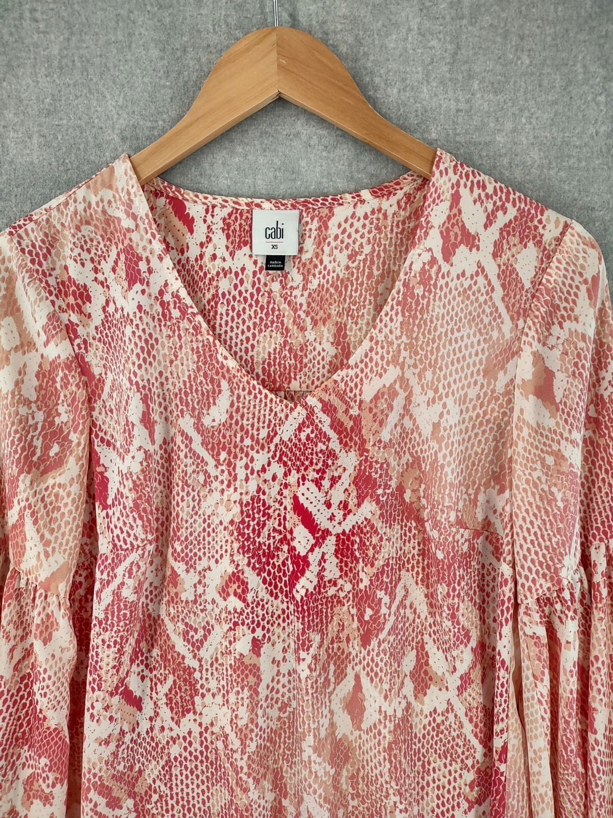 Cabi Top Extra Small Pink Boho Chic Python Print … - image 3
