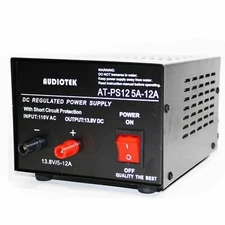 Audiotek - AT-PS12 Output 12A Amp Mobile 13.8 Volt DC Power Supply