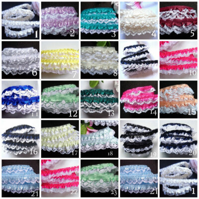 Satin Ruffle Lace Trim 3/4 inch wide  price per  yard/select color