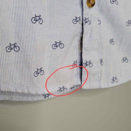 Appaman boy's shirt size 6 100% cotton button up blue white stripe bicycle print - 第 7/11 張圖片