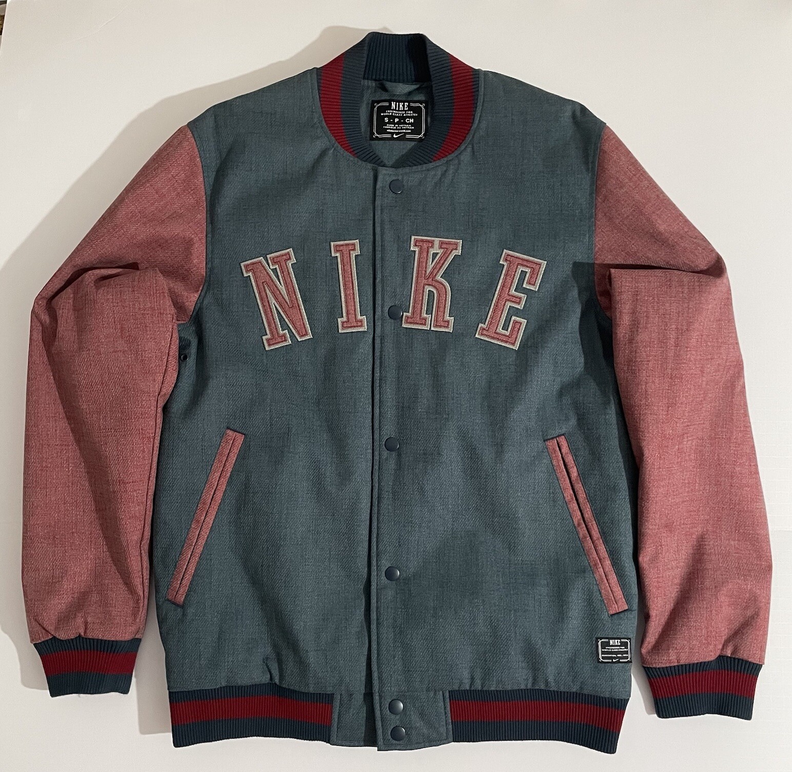 Купить Nike Small Haze Crew Jacket 579982 490 Letterman Varsity 