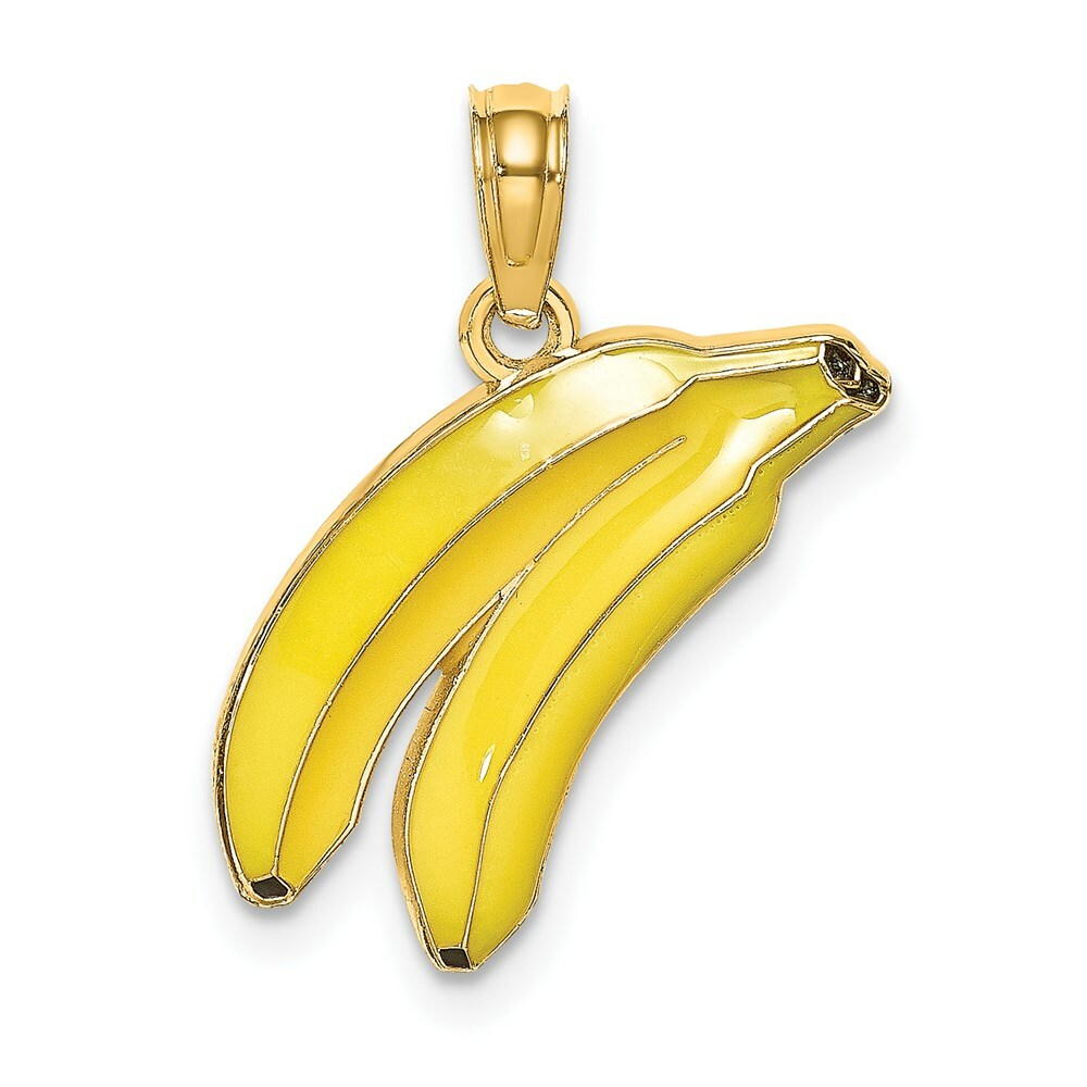 14K Yellow Gold w/ Enamel 2-D Bananas Pendant | eBay