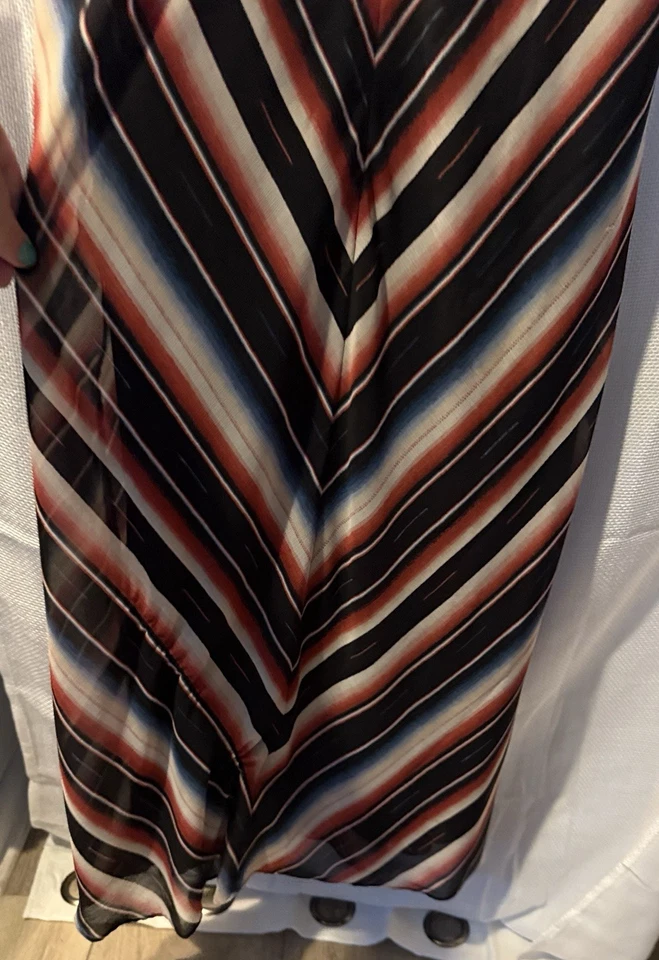Nuevo con etiquetas Maxi Vestido Lauren Ralph Lauren Envolvente 14 Multicolor Rayas Manga Acampanada Foto 4 de 4