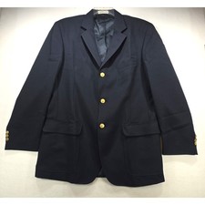 Orvis Mens Navy Blue Blazer Gold Buttons 3 Button 42L Tailored USA Made