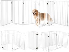 Metal Freestanding Dog Gates Door Outdoor Indoor,120'' Extra Wide 32'' ,White
