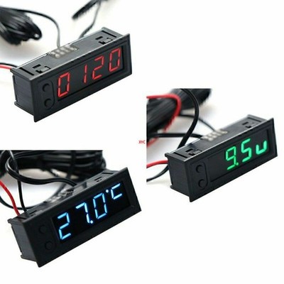 Multifunktional 12V Auto Digital Uhr Temperatur Anzeige Thermometer Voltmeter.