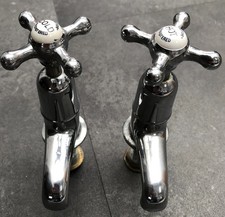 Beautiful Sanitor Hot and Cold Chrome Taps, Vintage Product From Cast Iron Bath