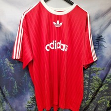 NEW Adidas Trefoil Mens Size Large Striped Dazzle Soccer Style T Shirt Tee Poly