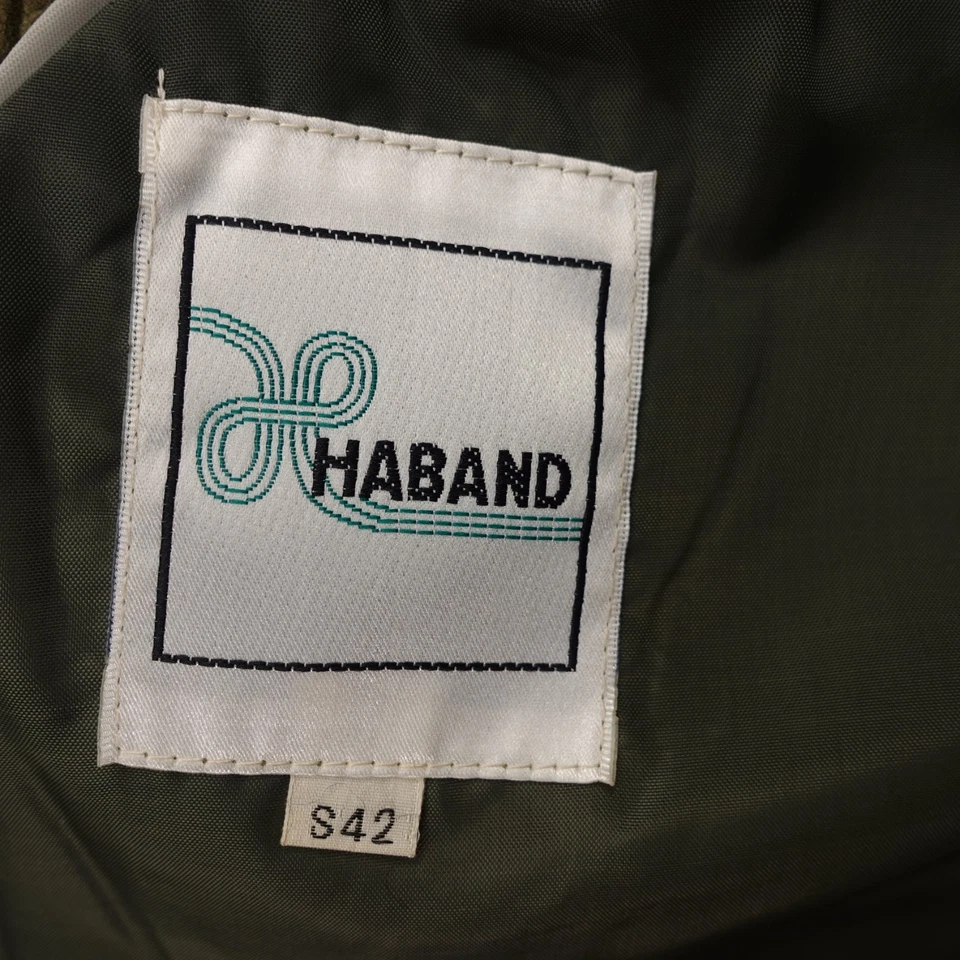 90s Vintage Corduroy Sport Coat Men 38S Green Olive Jacket HABAND Leather Button - Image 4 of 4