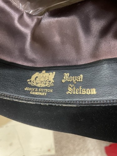Vintage Black Royal Stetson Fedora Hat 7 1/8 John B Stetson - Picture 6 of 13