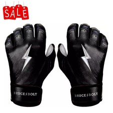 BRUCE BOLT Men's Chrome Series Short Cuff Batting Gloves- Color Black