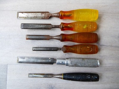 Marples Stechbeitel x 4 (spaltfest) mit Bedford Stechbeitel, Sheffield & Freebie