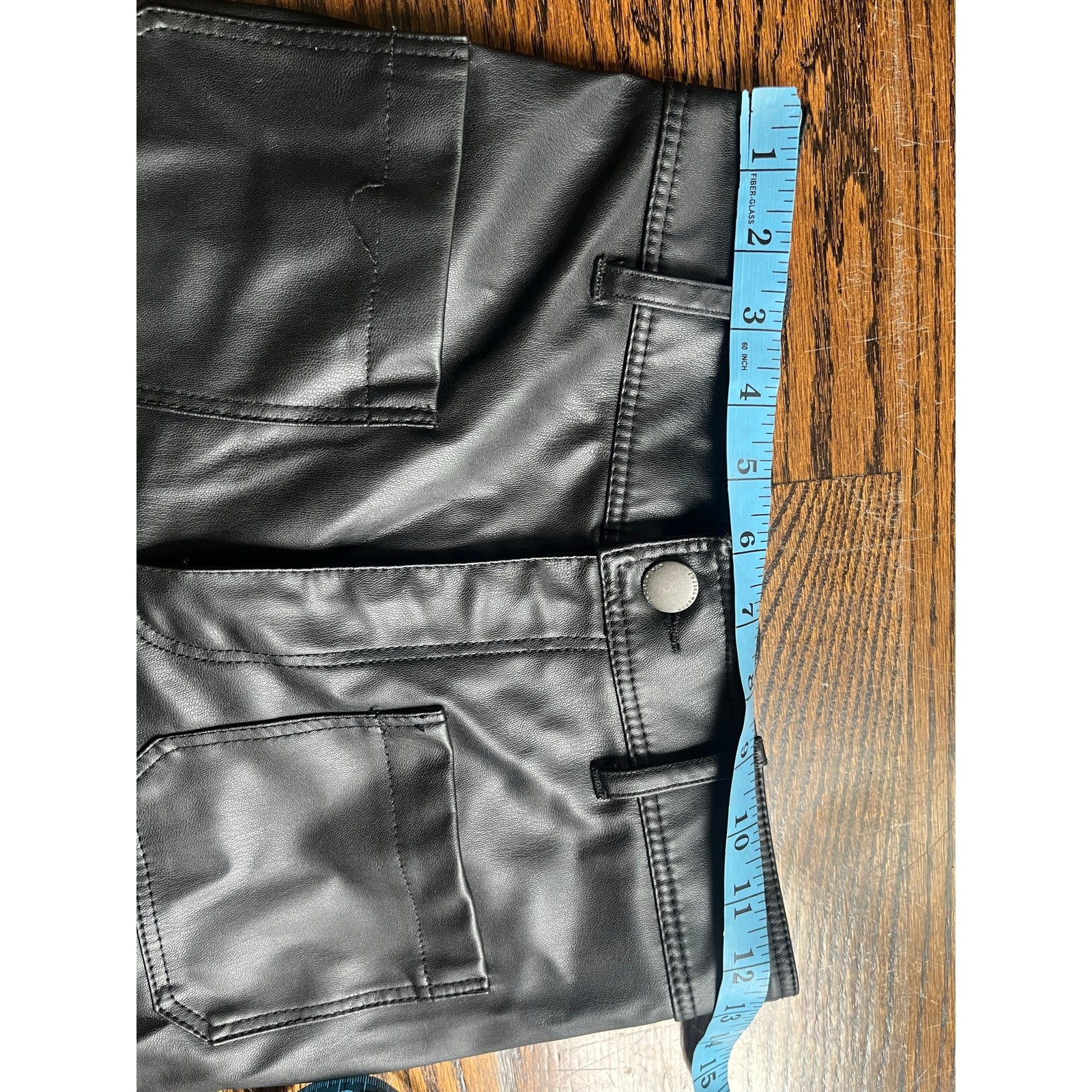 Zara women’s wide leg high rise faux leather pants Sz 4 black  thumbnail 6