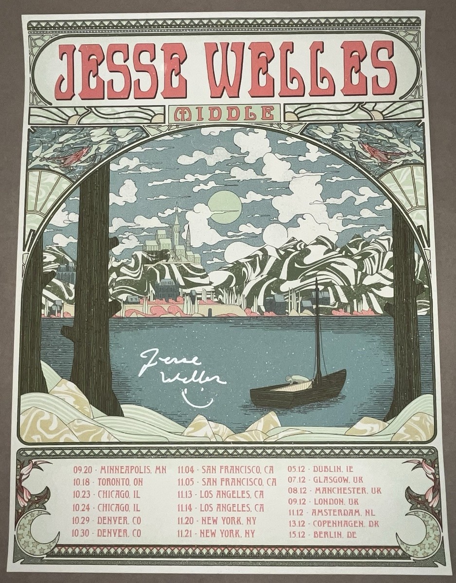 Jesse Welles signed 2025 Tour Poster Pilgrim Middle Los Angeles