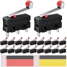 12 PCS Momentary Micro Limit Switch 5A 125V 250V SPDT 1NO 1NC 3 Pin Roller Lever