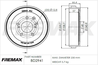 FREMAX BD-2941 Brake Drum