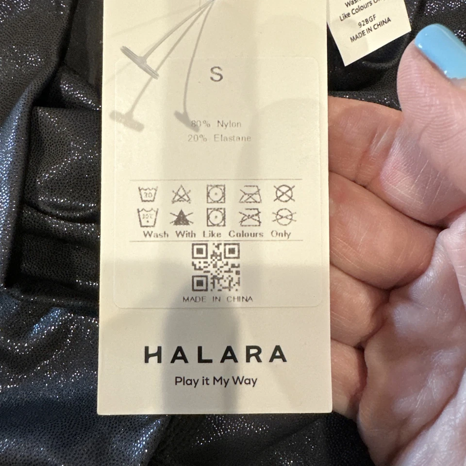 Leggings Halara Brillantes Negros Con Brillo Azul Foto 4 de 4