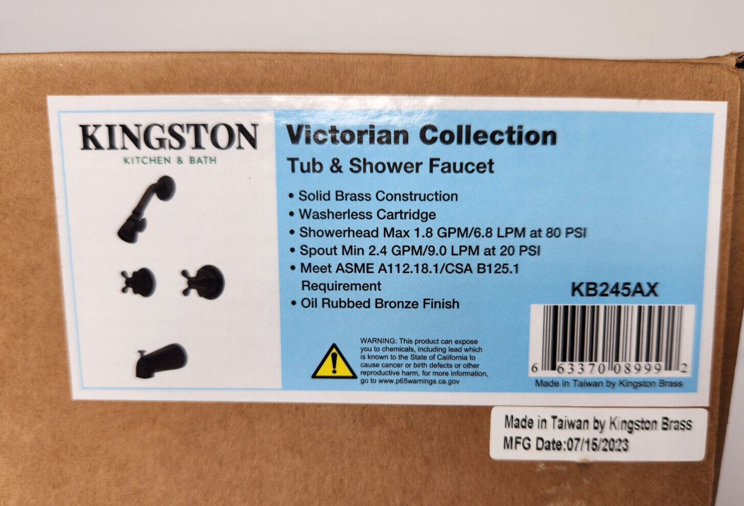 Kingston Victorian Collection KB245AX Tub & Shower Bath Faucet Oil Rubbed Bronze