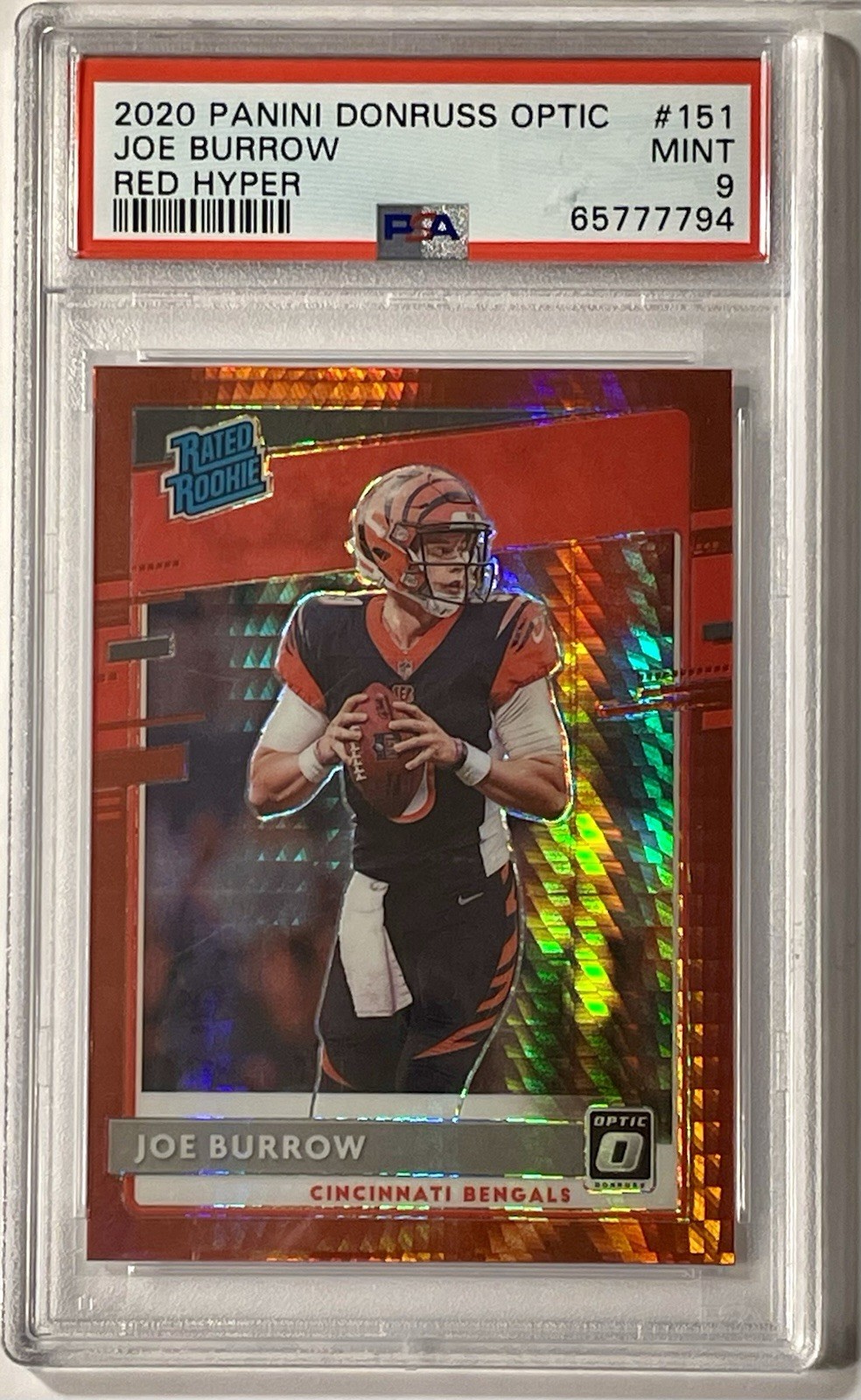 Joe Burrow 2020 Donruss Optic Rated Rookie Red Hyper (RC) PSA 9 🔥🔥 Bengals