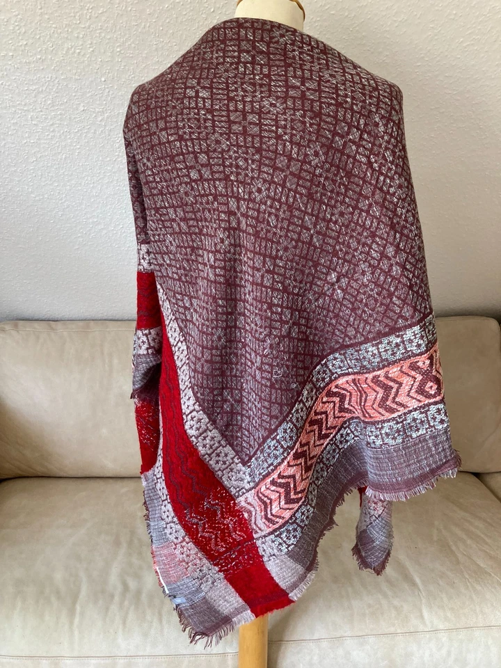 Stylish Dekorativ Damen XXL Strick Woll Schal Tuch ROT Töne extrem Weich Viskose - Bild 2 von 4