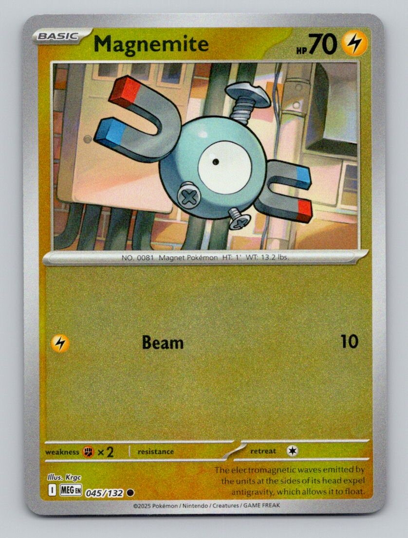 Reverse Holo Magnemite 045/132 Common Mega Evolution Pokemon