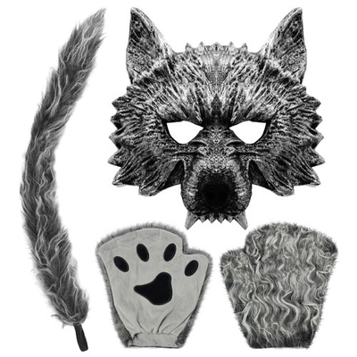 #ad #ad 4 PCS Werewolf Costume Set Wolf Costume Accessories Realistic Wolf Mask Glo... $25.49