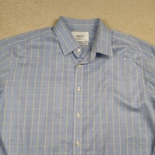 Charles Tyrwhitt Dress Shirt Mens 17.5 Blue Check French Cuff Non Iron