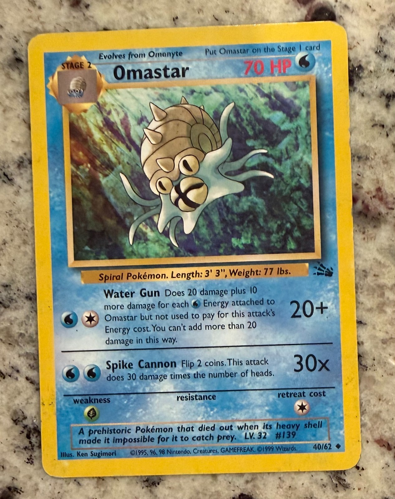 Omastar Unlimited Uncommon WoTC Fossil 40/62 MP