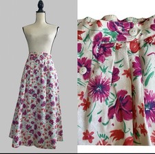Vintage 1980s Floral Midi Skirt With Pockets Size 10