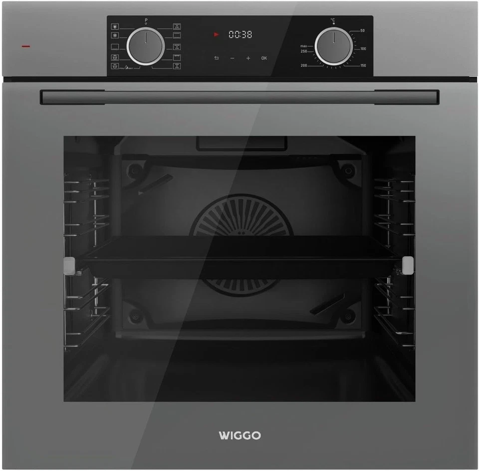 Wiggo Einbau-Backofen WO-BFA610 grau I Heißluftofen Energieklasse A