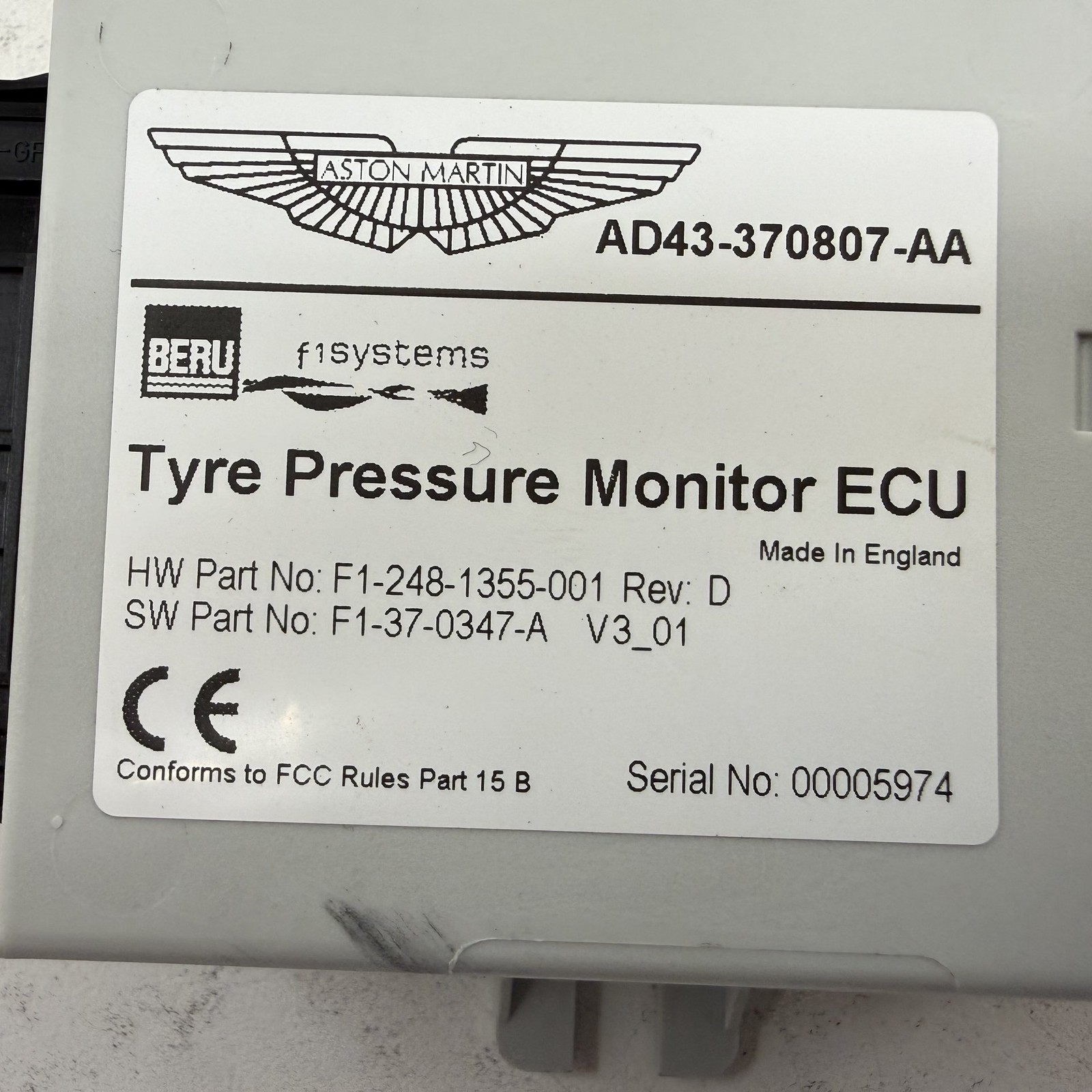 Aston Martin V8 Vantage 2006-2017 Tpms sensor