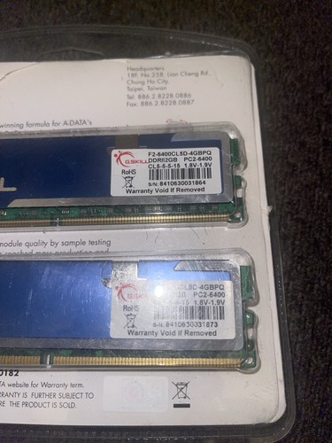 G.Skill 4GB Kit (2x2GB) PC2-6400 DDR2-800 MHz DIMM RAM Memory F2-6400CL5D - Picture 3 of 3