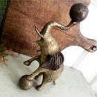 Vintage Brass Elephant Figurine Engraved Etched Circus Carnival Balancing Ball