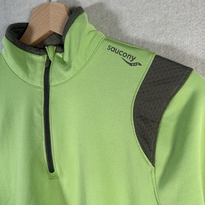 Saucony Active 1/4 Zip Bright Lime Green Long Sleeve Sweater Thumb