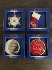 Regent Square w / Euro Crystals LOT OF 4 snowflake, stocking, moon, 2025 sign