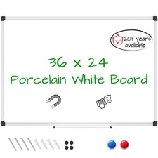 Porcelain Magnetic Dry Erase Board 36 x 24 Inch, Porcelain Whiteboard with Al...
