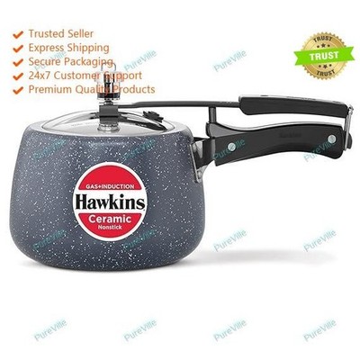 Hawkins 3 Litre Ceramic Nonstick Pressure Cooker,Granite Contura shaped Cooker