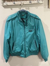 Vintage Members Only Mens Size 44 Blue Teal Bomber Jacket Coat High Neck Zip
