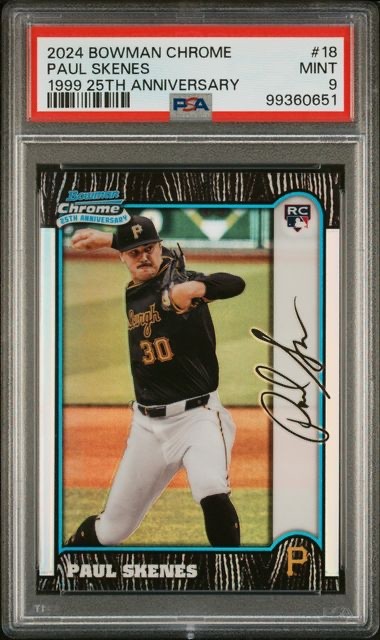 Paul Skenes 2024 Bowman Chrome #18 1999 25th Anniversary RC PSA 9
