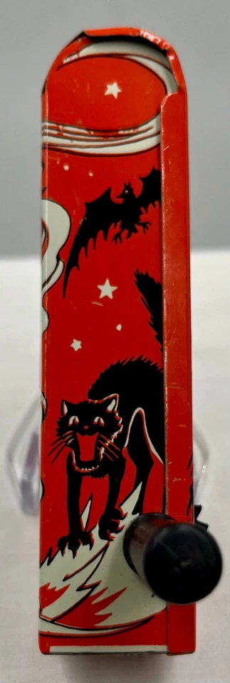 Vintage Halloween Ratchet Noisemaker, US METAL TOY, Witch, Cauldron, Wood Handle - Image 3 of 4