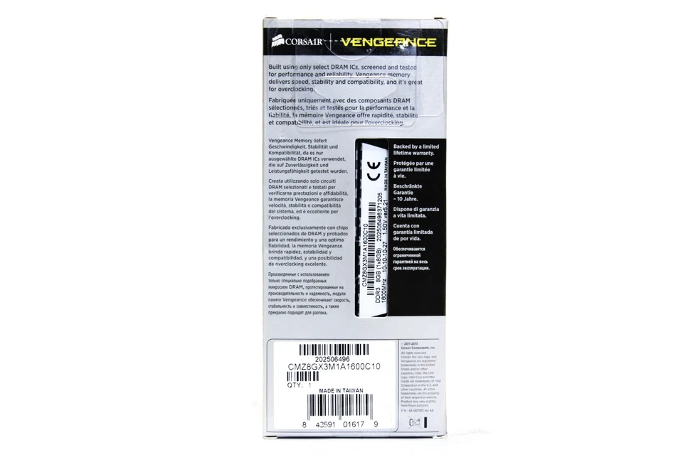 Corsair Vengeance Memory Module 8GB DDR3 SDRAM 1600MHz CMZ8GX3M1A1600C10 - Image 3 of 4