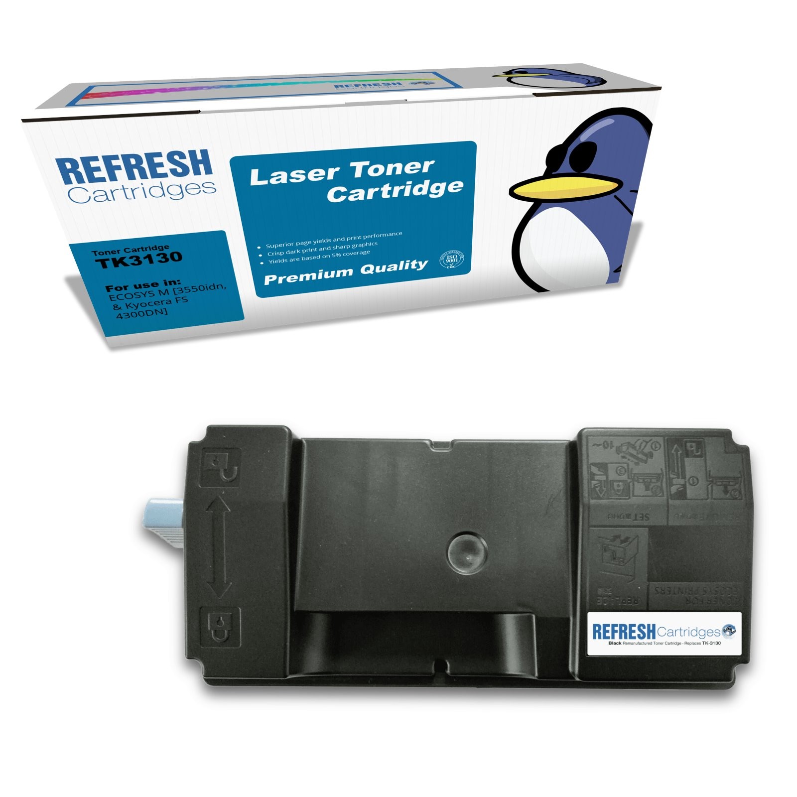 Refresh Cartridges Black TK-3130 Toner Compatible With Kyocera Printers