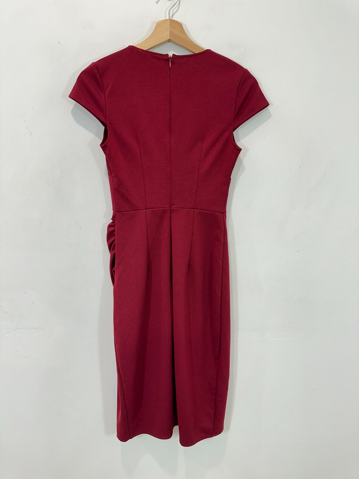 Atmos & Here Dress Women AU 6 Red Knee Length Stretch Ruched Side image 2